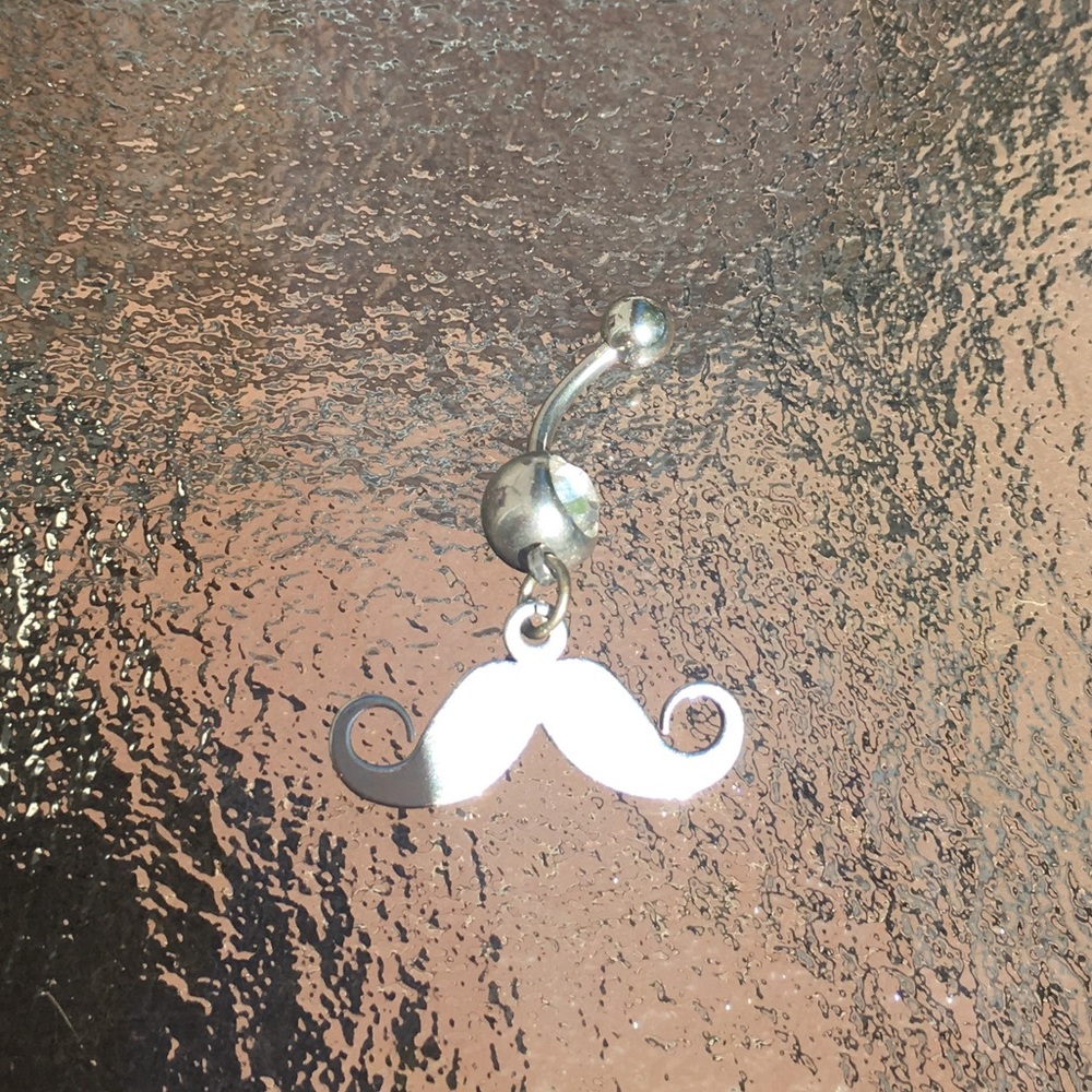 Mustache belly button ring